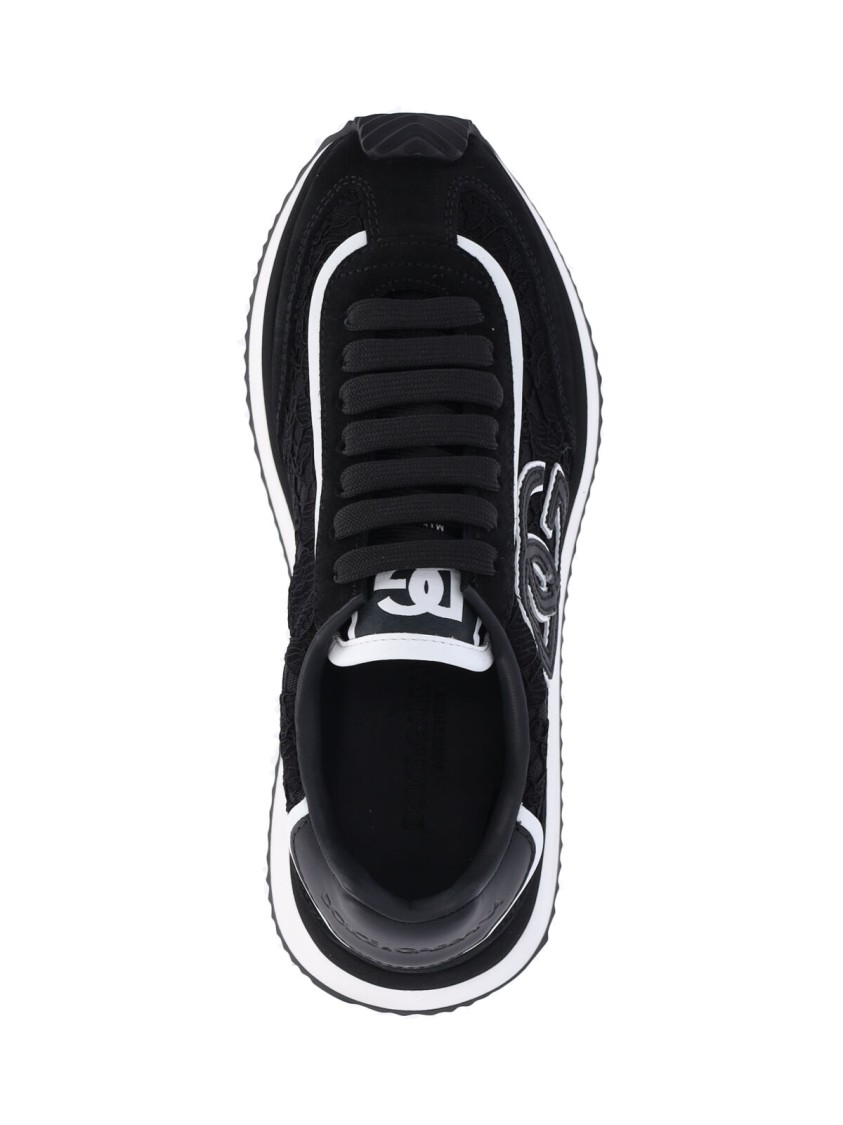 Dolce & Gabbana Dg Cushion Lace-detailed Suede Sneakers Shoes In Black