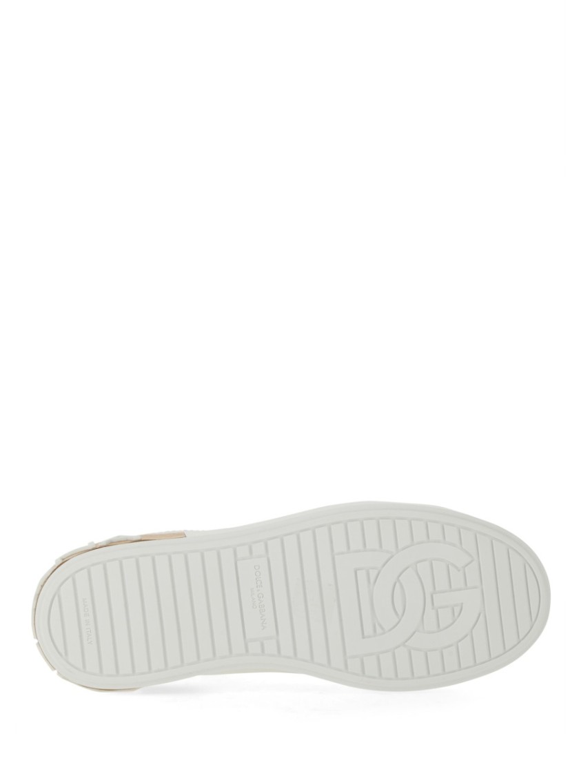 Dolce & Gabbana Women White Nappa Leather Portofino Sneakers In White