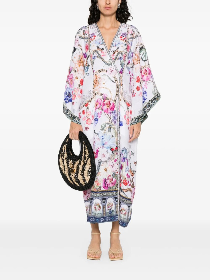 Camilla Panelled Wrap Kaftan Monserrate Magic In White