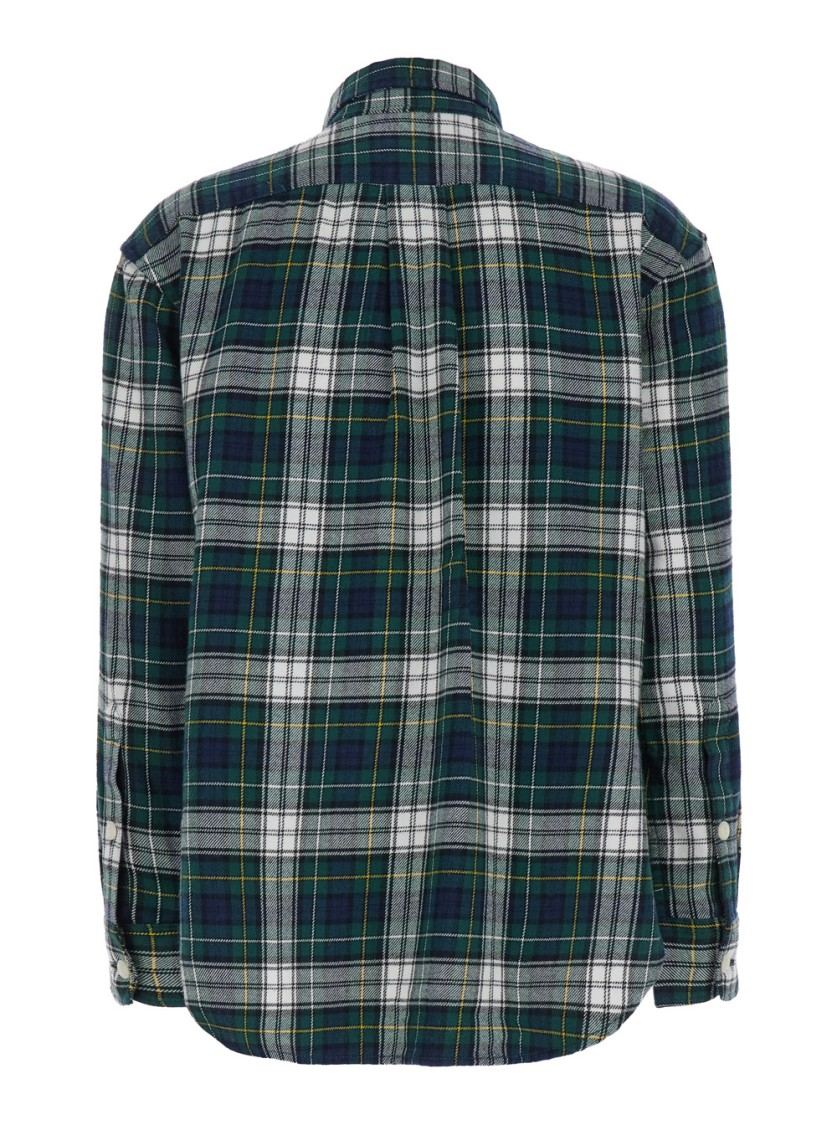 Polo Ralph Lauren Green Shirt With Pony On The Front And All-over Check Motif In Cotton Woman In Green