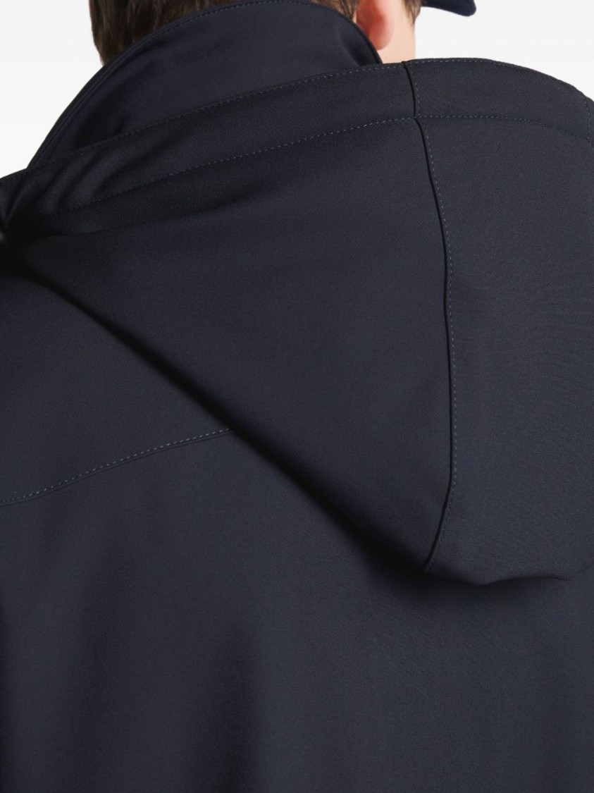Fay Navy Blue Classic Coat With Removable Inner Layer And Hood In Black