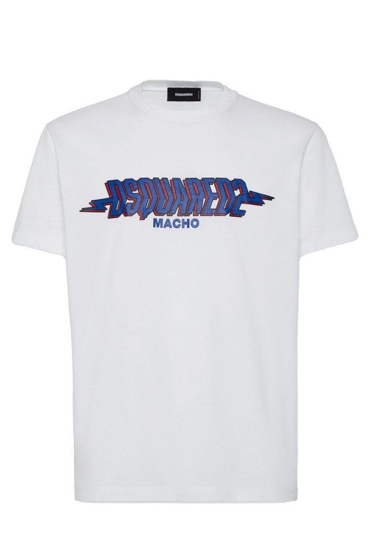 Dsquared2 White Crewneck T-shirt With Logo Print On The Front In White
