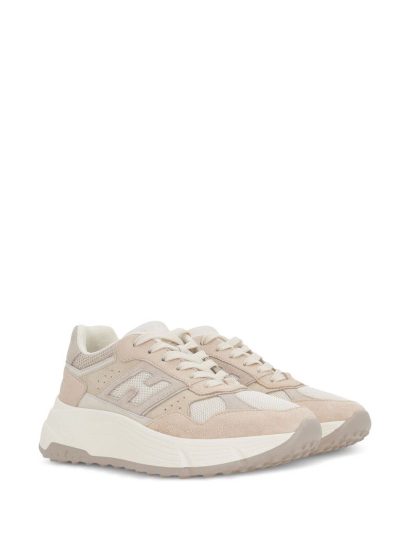 Hogan Leather Sneakers With Chunky Rubber Sole In Neutrals