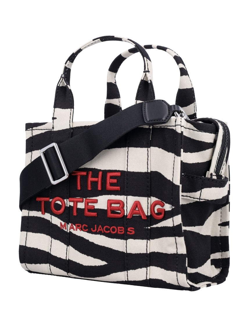 Marc Jacobs Zebra Canvas Small Tote Bag In Black
