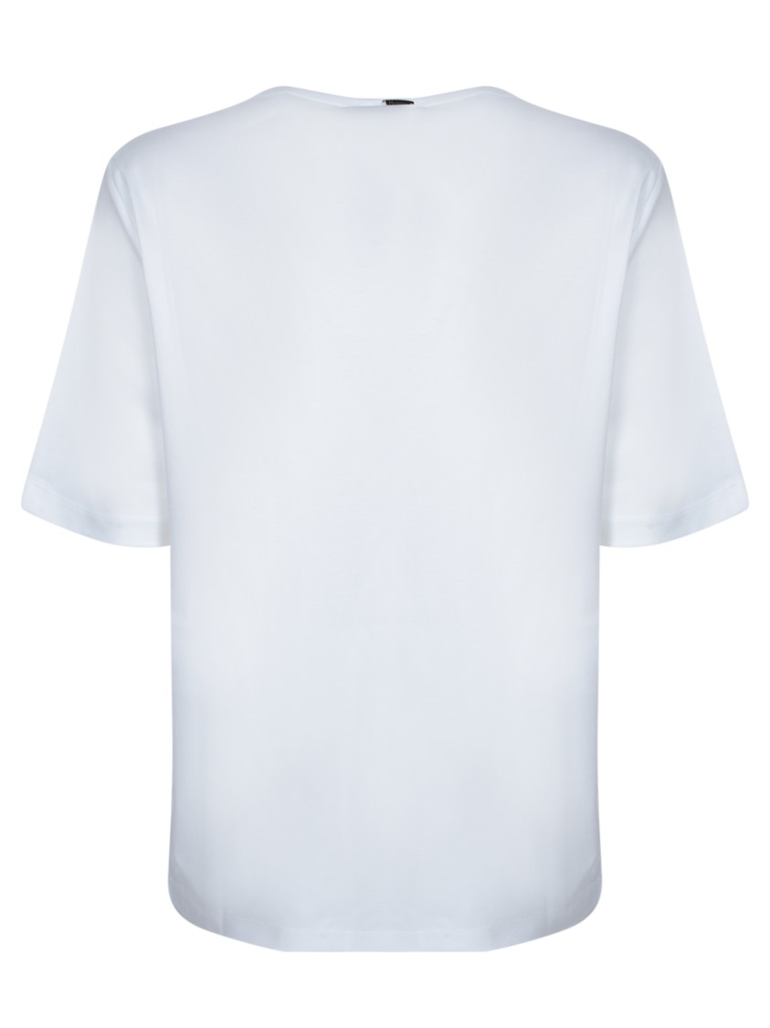 Herno T-shirt With Side Slits Button Details In White