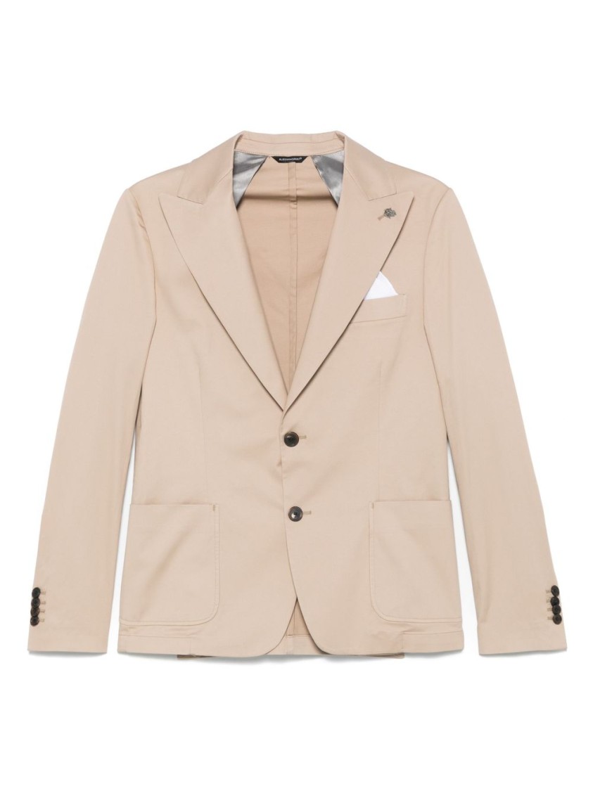 Shop Daniele Alessandrini Tailored Beige Jacket With Classic Notch Lapel