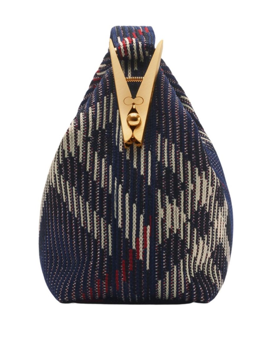 Burberry Womens Peg Medium Knitted Top-handle Bag Marine In Blue