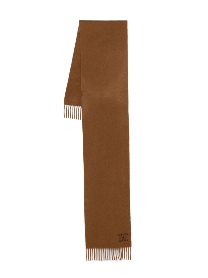 Max Mara Womens Cuoio Wsdalia Brand-embroidered Cashmere Scarf 1 Size In Brown
