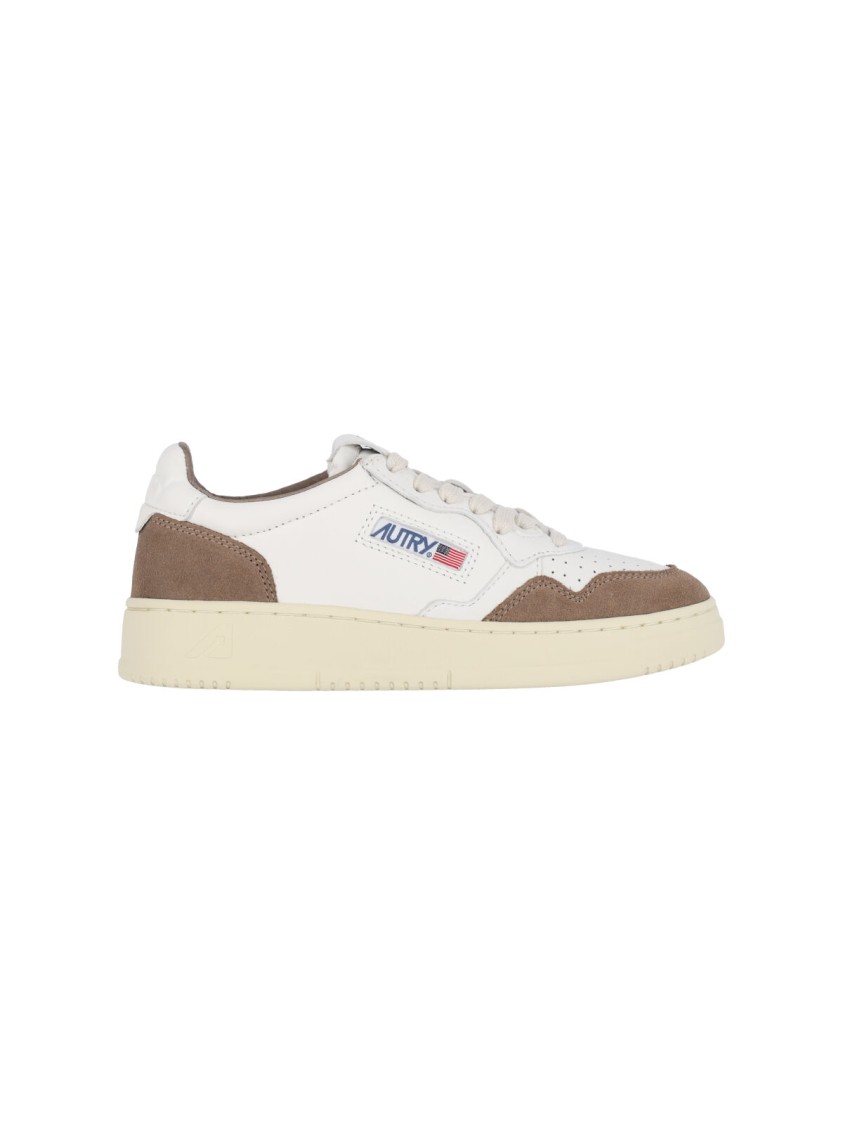 Autry Low Sneaker With Contrast Panels And Perforated Detailing In White