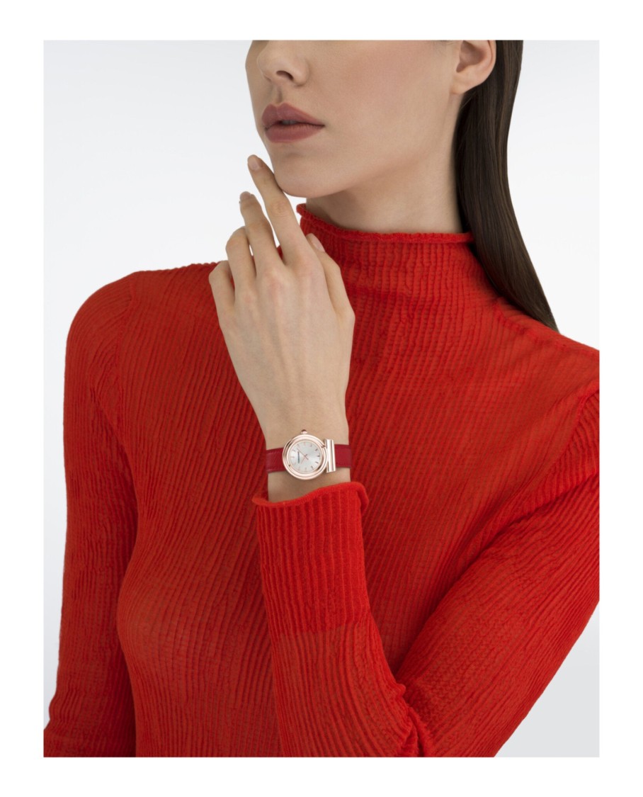 Ferragamo Gancini 28mm Stainless Steel Watch In Red