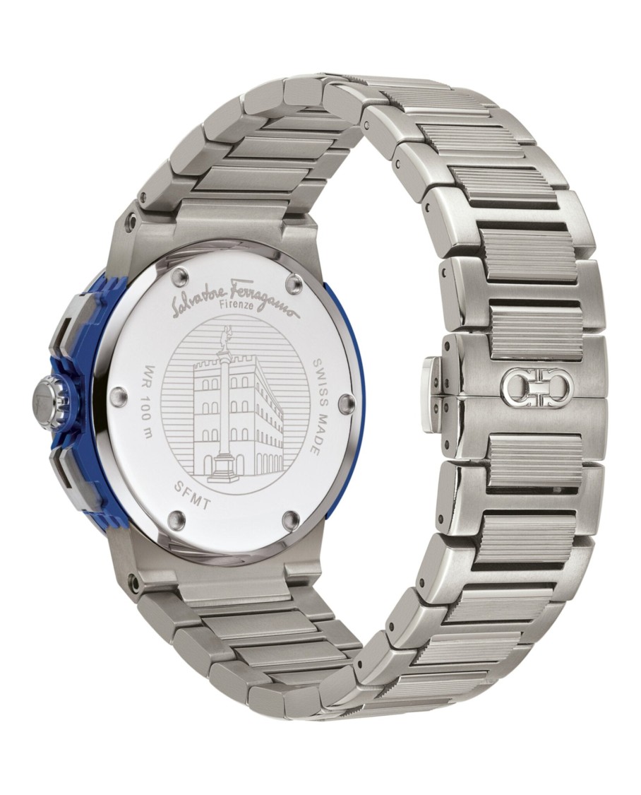 Ferragamo F-80 Titanium Tech Bracelet Watch In Metallic