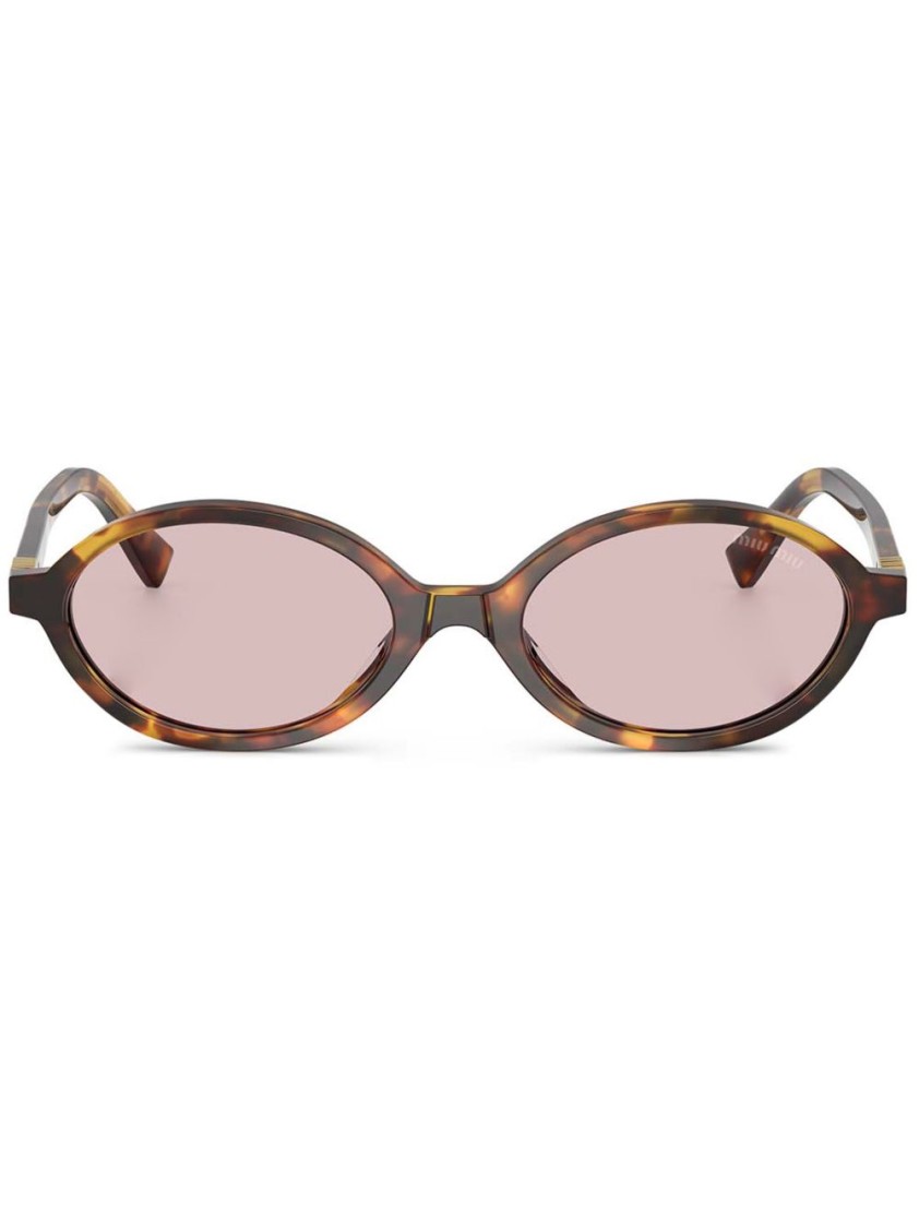 Miu Miu Tortoiseshell Oval Sunglasses In Pink