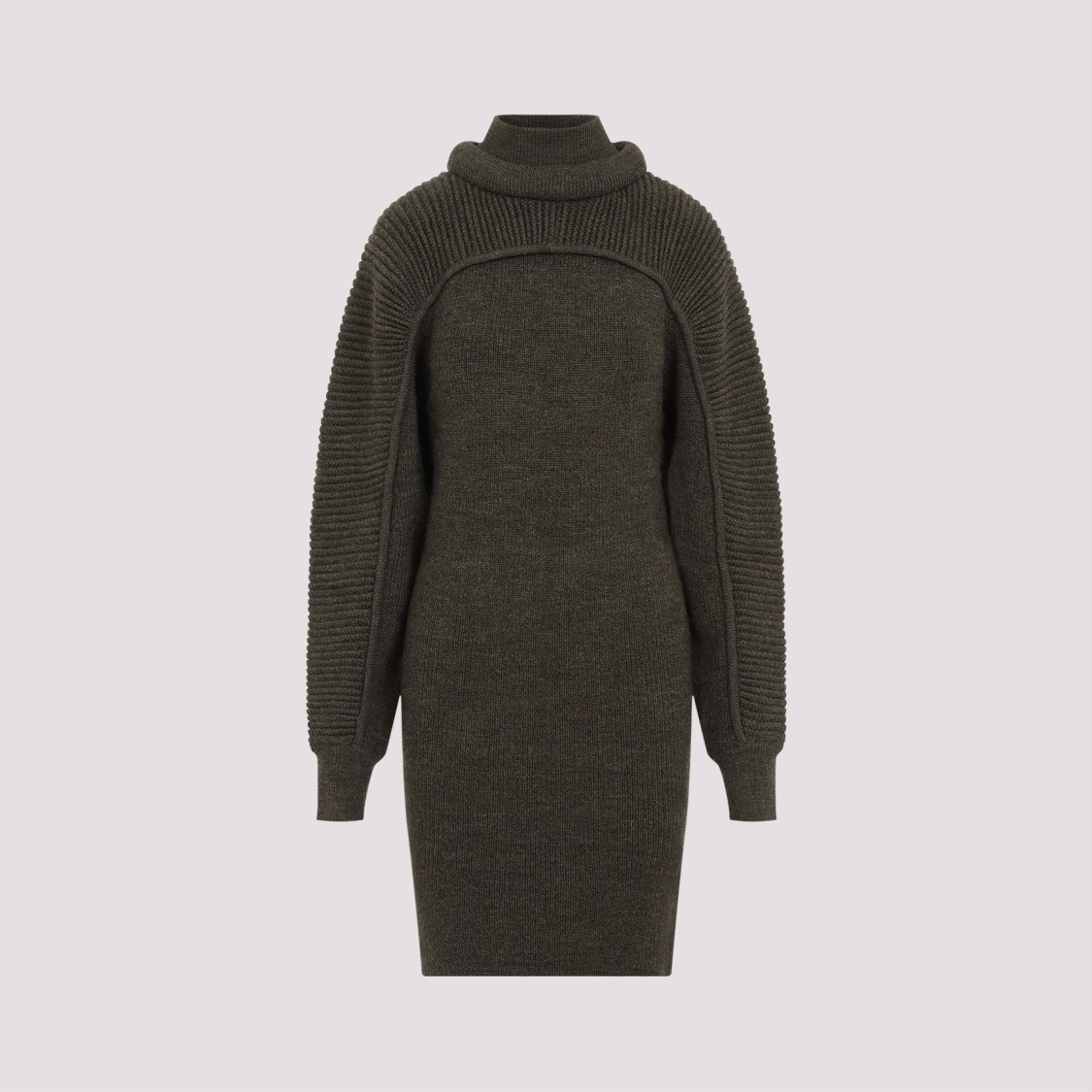 Isabel Marant Green Wool Fitted Turtleneck Dress In Green
