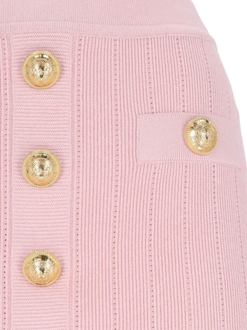 Balmain Knitted Mini Skirt With Embossed Buttons