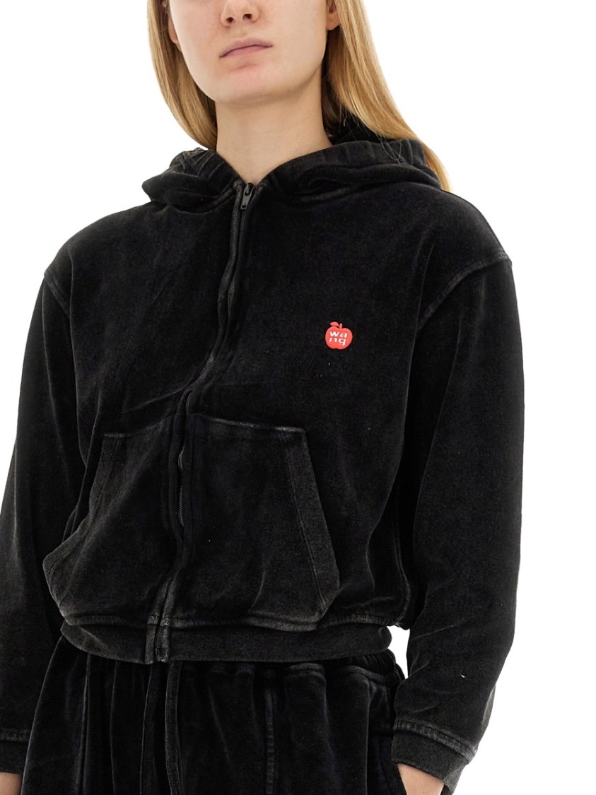 Alexander Wang T T By Alexander Wang Velour Sweatshirt In Black