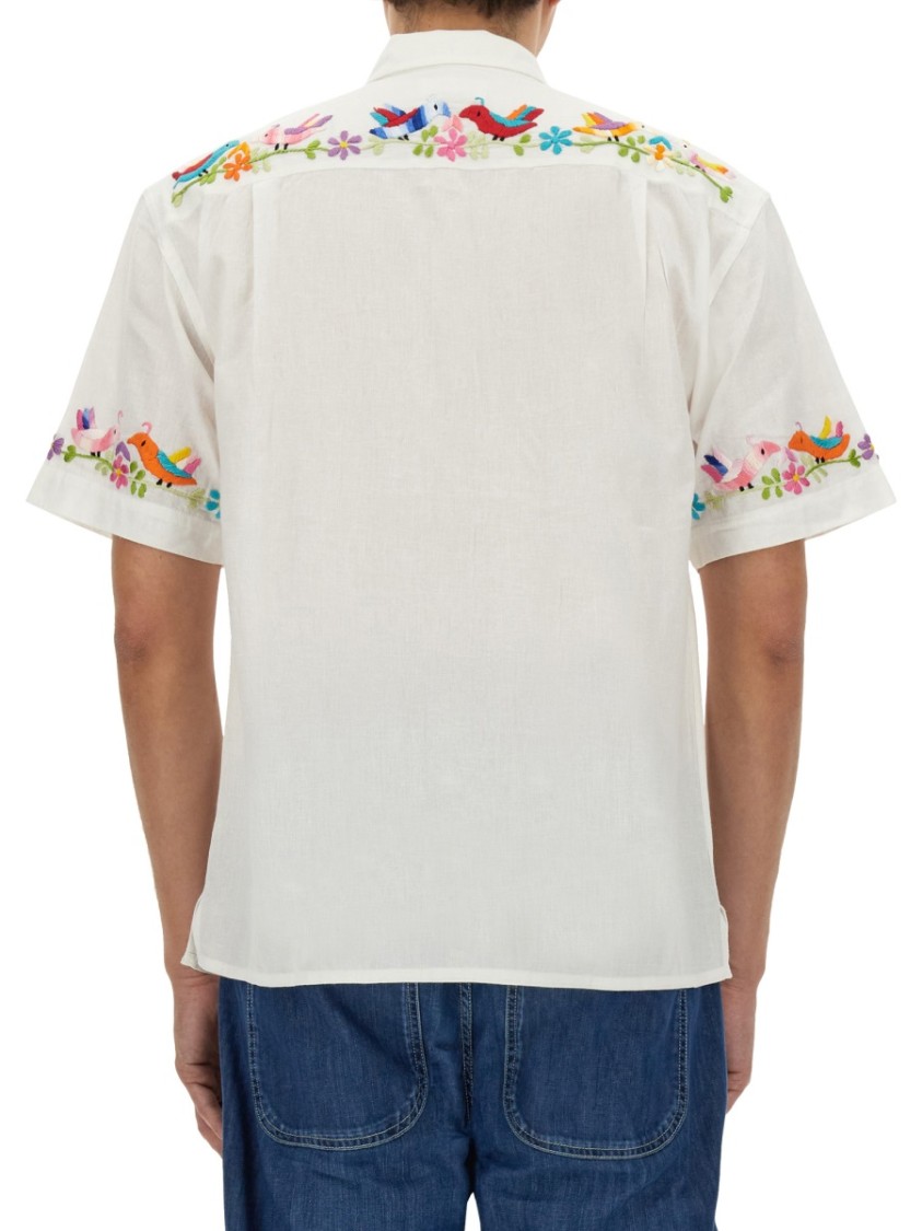 Shop Ymc You Must Create Ymc Short-sleeved Embroidered Shirt In White