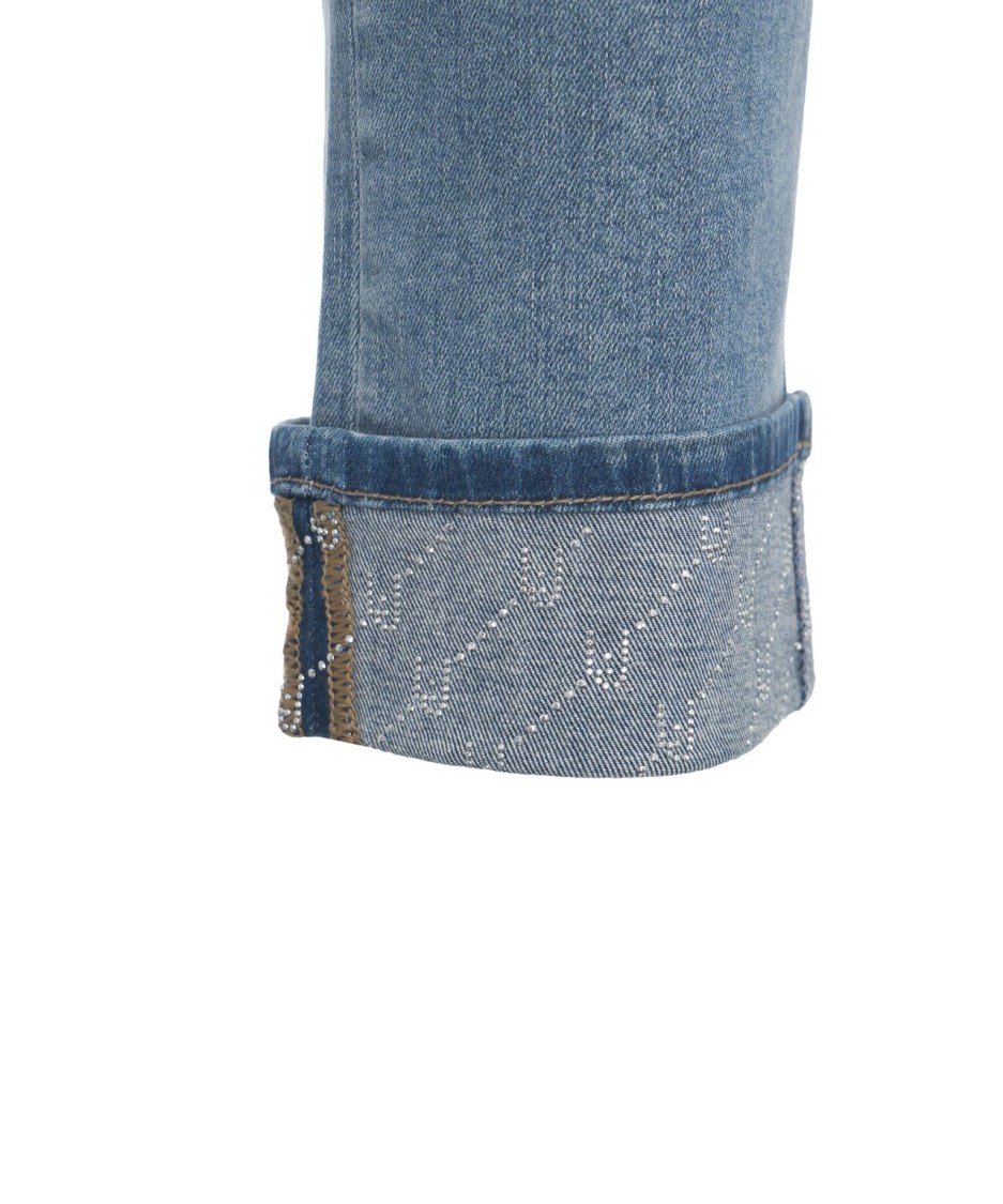 Liu •jo Liu Jo Blue Bottom-up Skinny Jeans With Turn-ups In Blue