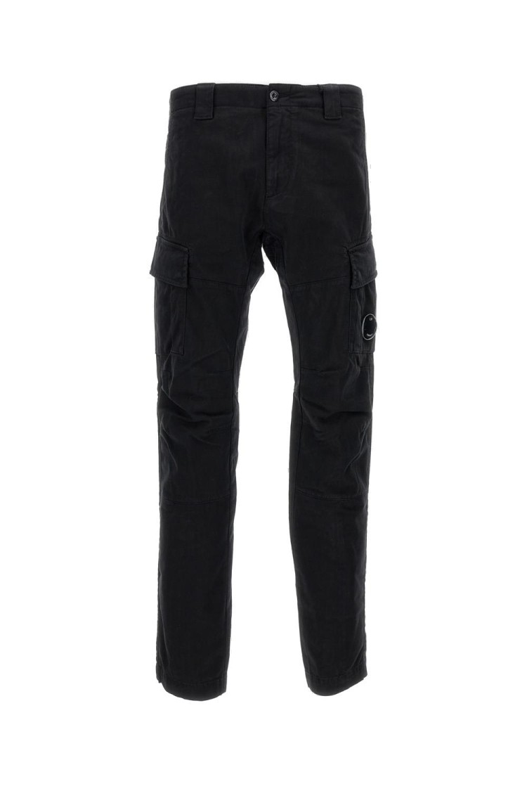 C.p. Company Satin Cargo Pants With Functional Pockets In Black
