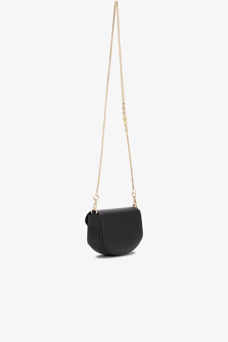 Ganni Black Wallet On Chain With Butterfly Clasp