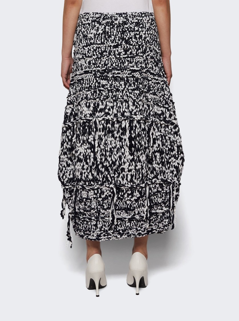 Khaite Hand-knitted Barrel-shaped Midi Skirt With Streamer Fringe In Gray