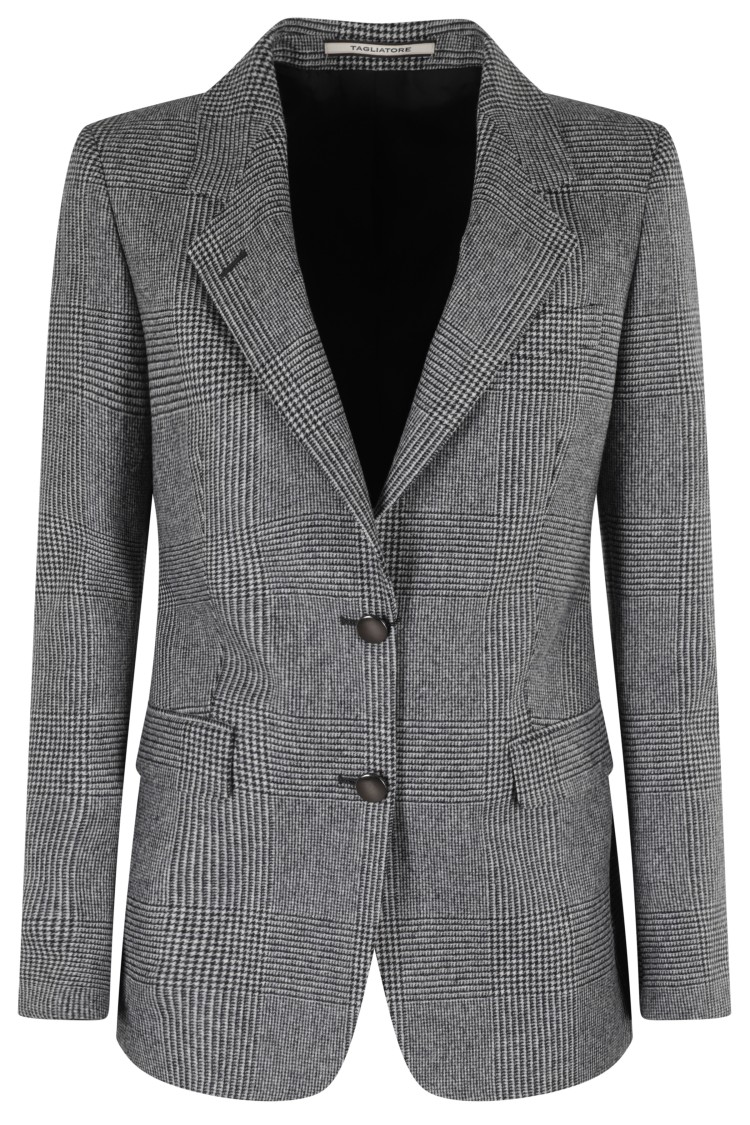 Tagliatore Glen Plaid Three-button Blazer In Gray