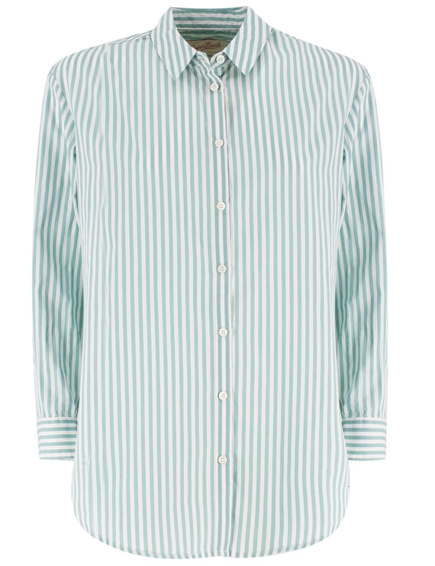 Mc2 Saint Barth Oversized Striped Shirt With Button-down Front