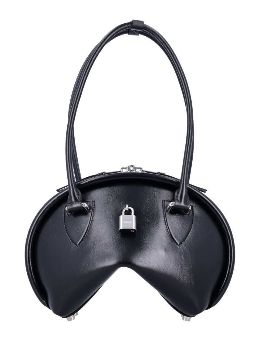 Acne Studios Small Bowlina Leather Shoulder Bag In Black