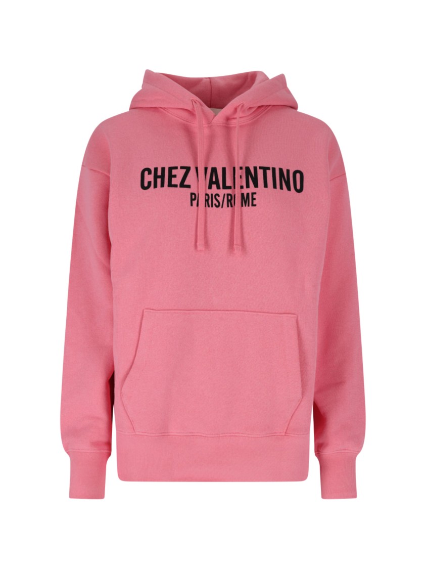 Valentino Pink Cotton Hoodie With Kangaroo Pocket