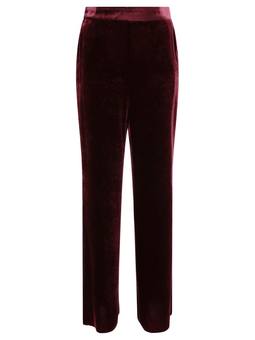 Etro Velvet Trousers With Elasticized High Waist In Burgundy