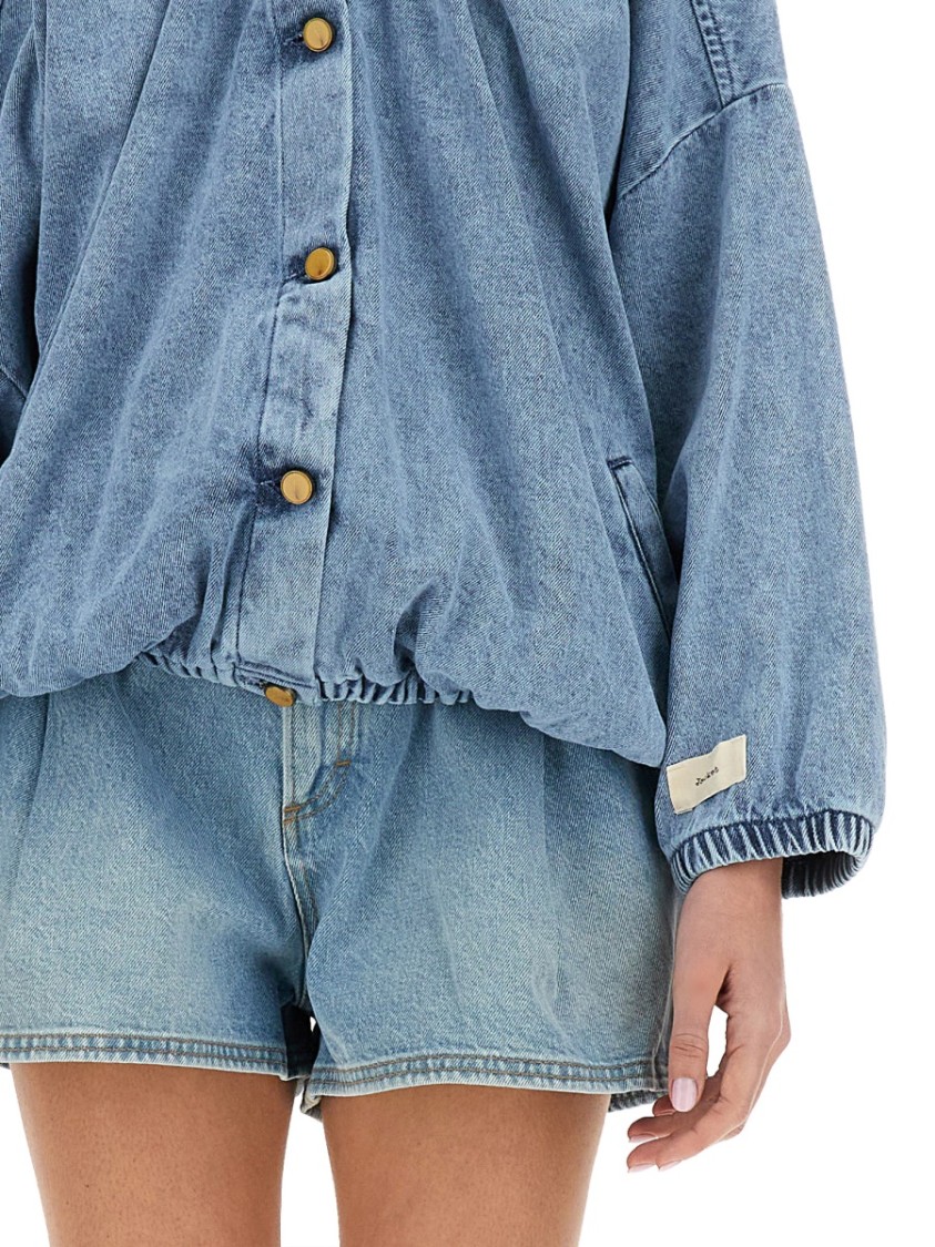 Alysi Denim Bomber Jacket In Blue