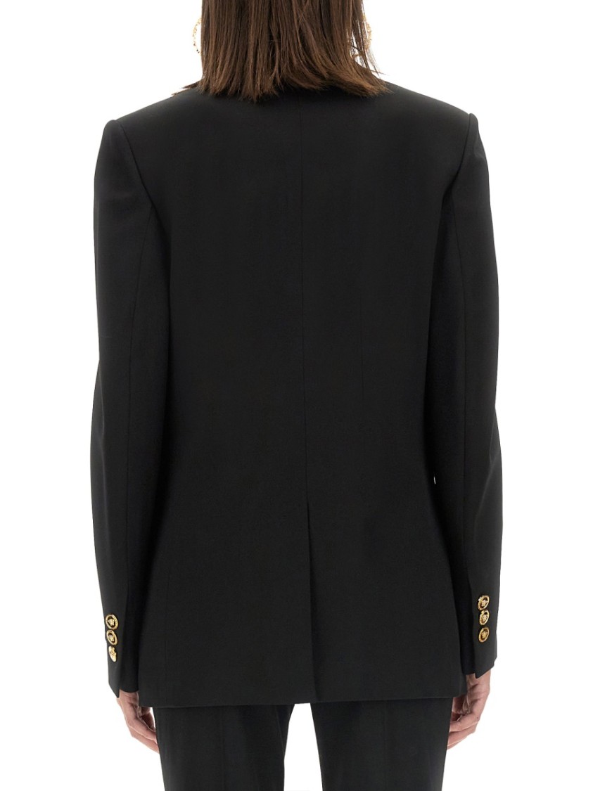 Shop Versace Oversized Single-breasted Blazer In Black