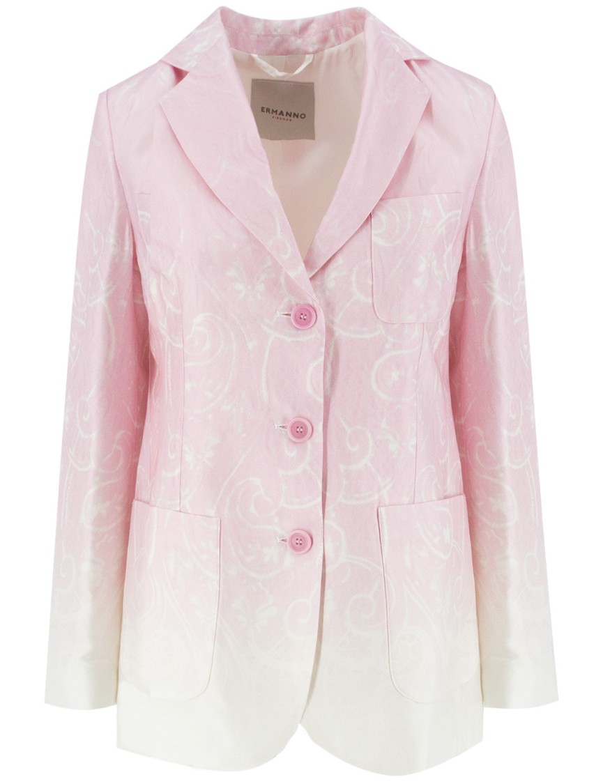 Ermanno Firenze Single-breasted Gradient Design Jacket In Pink