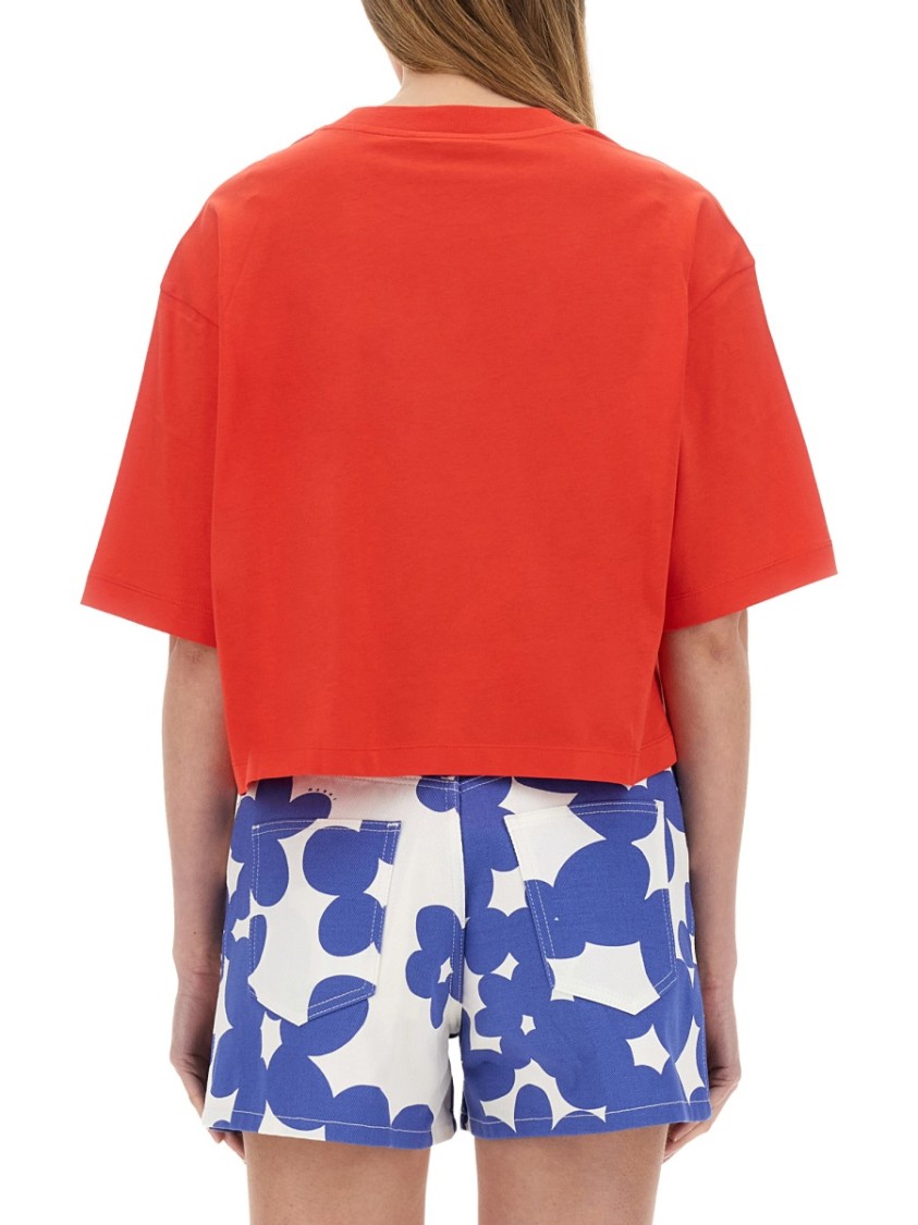 Shop Marni Boxy Cropped Red Jersey T-shirt