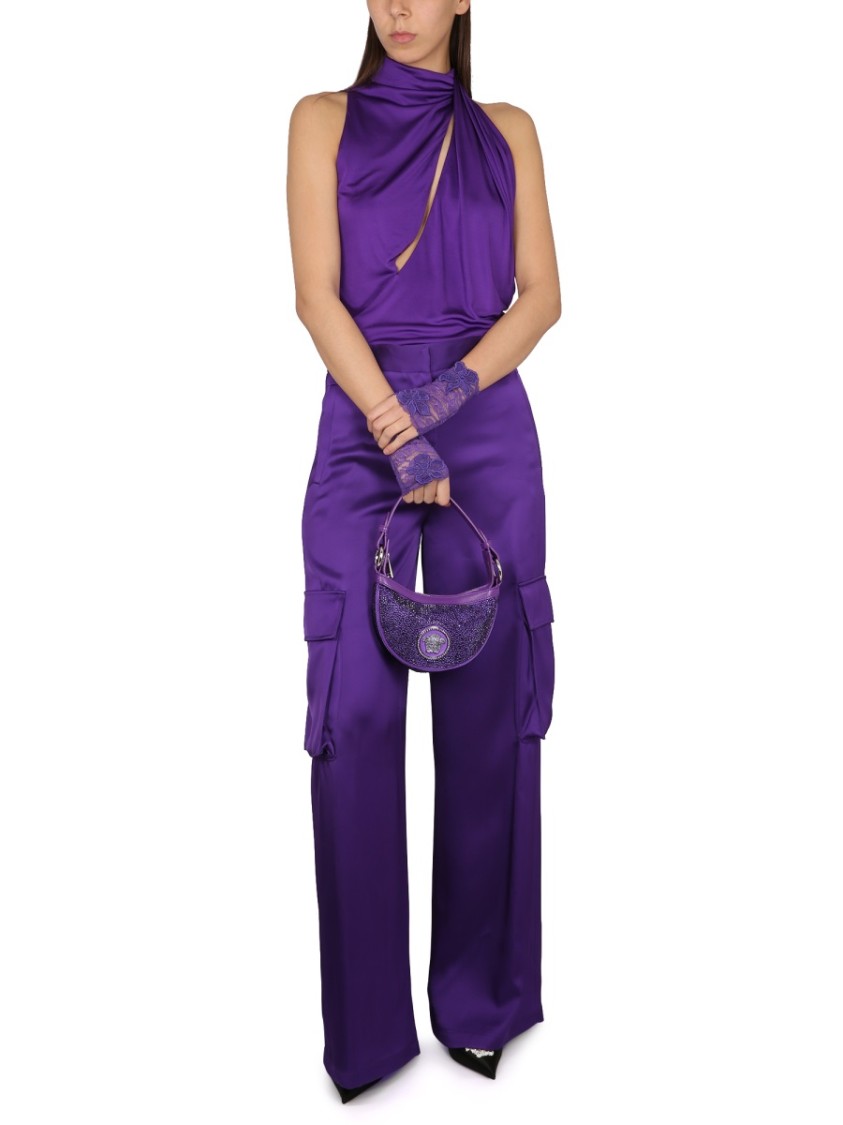 Versace Duchesse Viscose Informal Wide-leg Cargo Pant In Purple