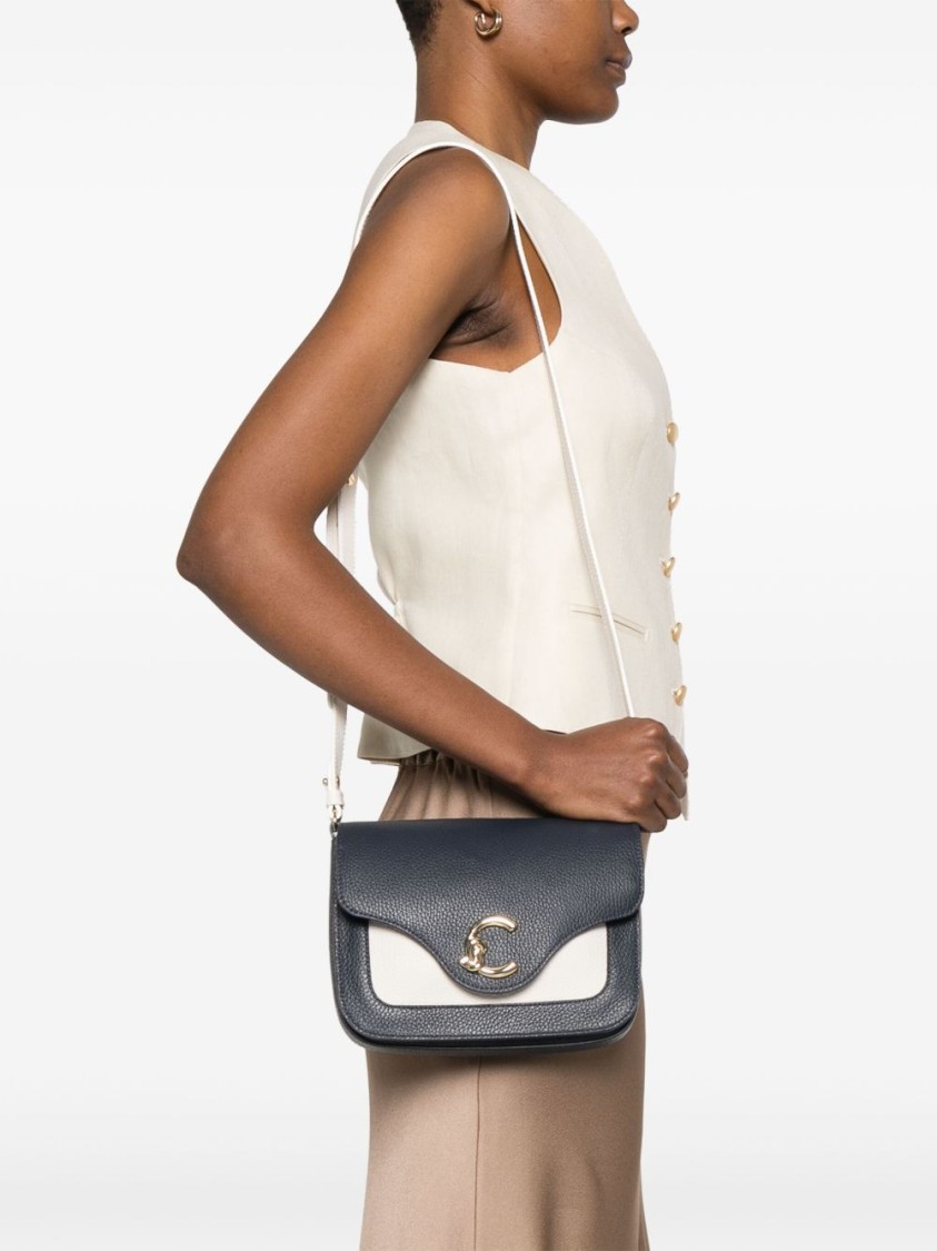 Shop Coccinelle Black And White Calf Leather Shoulder Bag