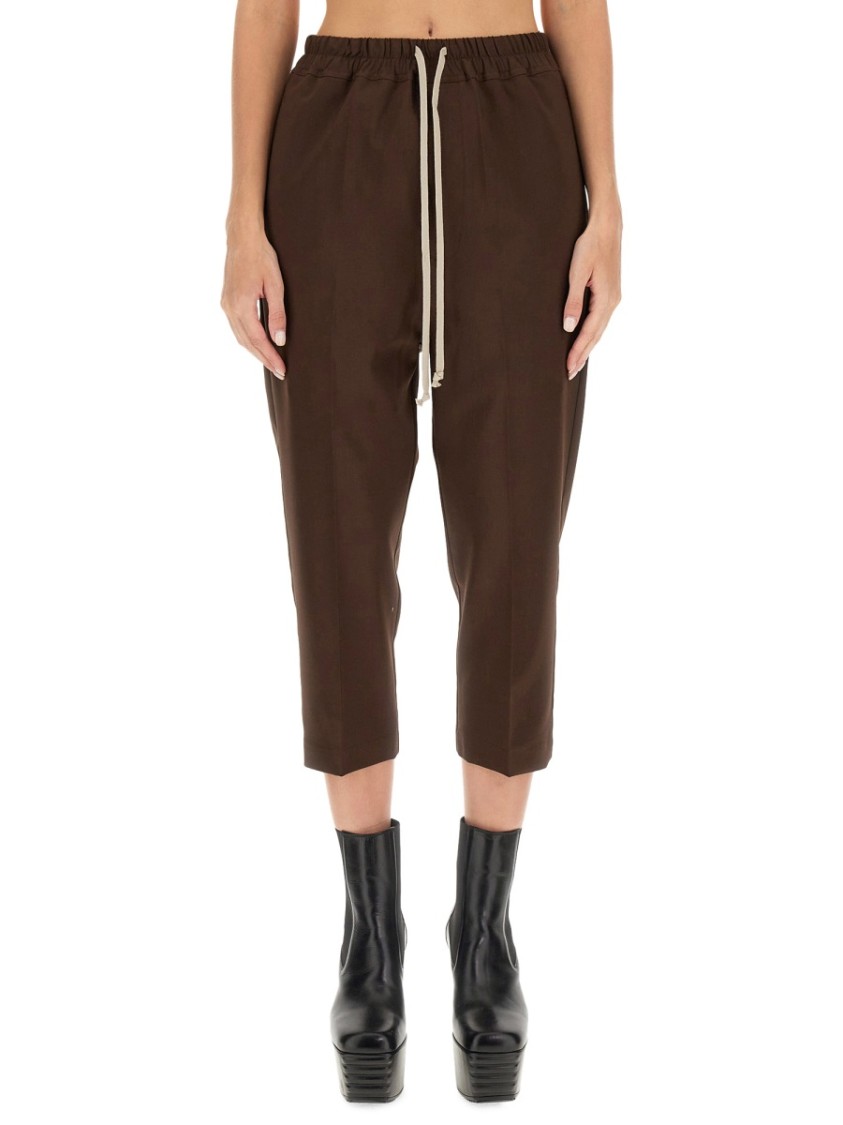 Rick Owens Women Drawstring Astaires Cropped Pants In Brown
