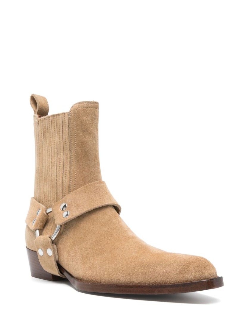 Paris Texas Brown Ankle Boots With Decorative Strap In Pink