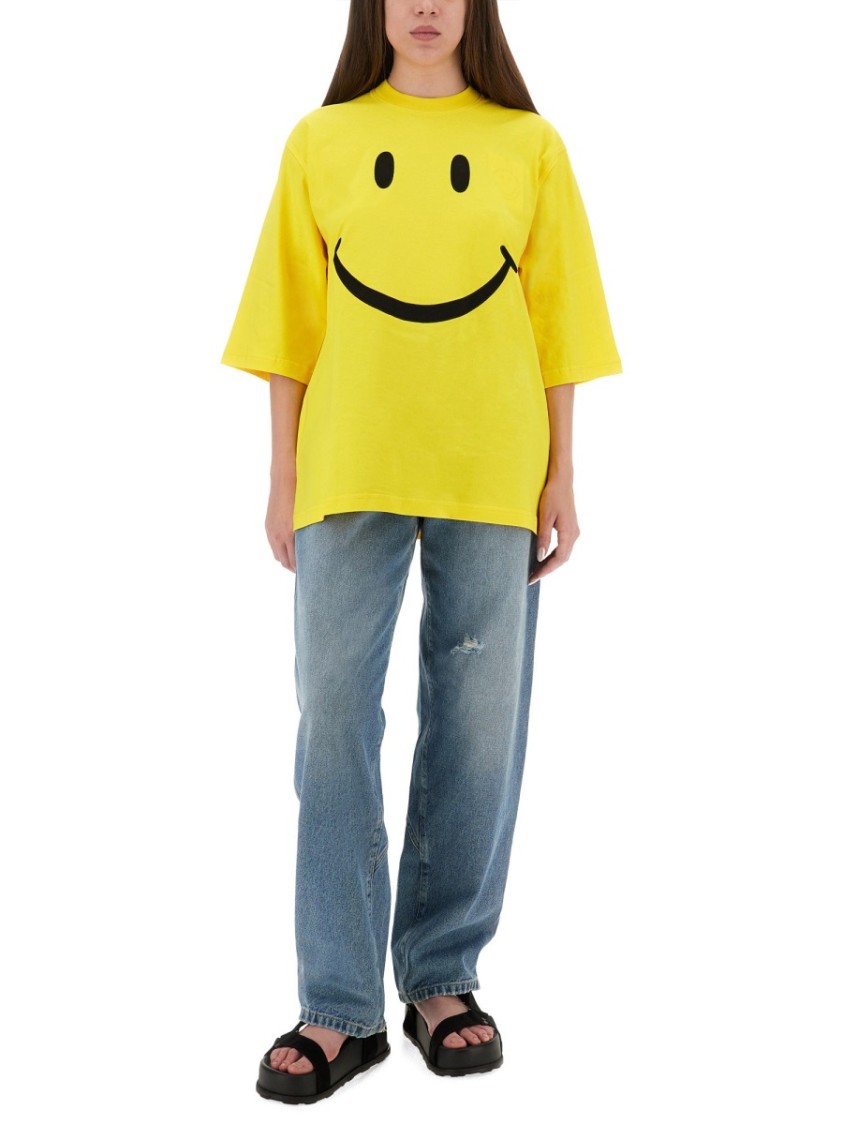 Moschino Relaxed Fit Cotton T-shirt With Cheerful Graphic In Yellow