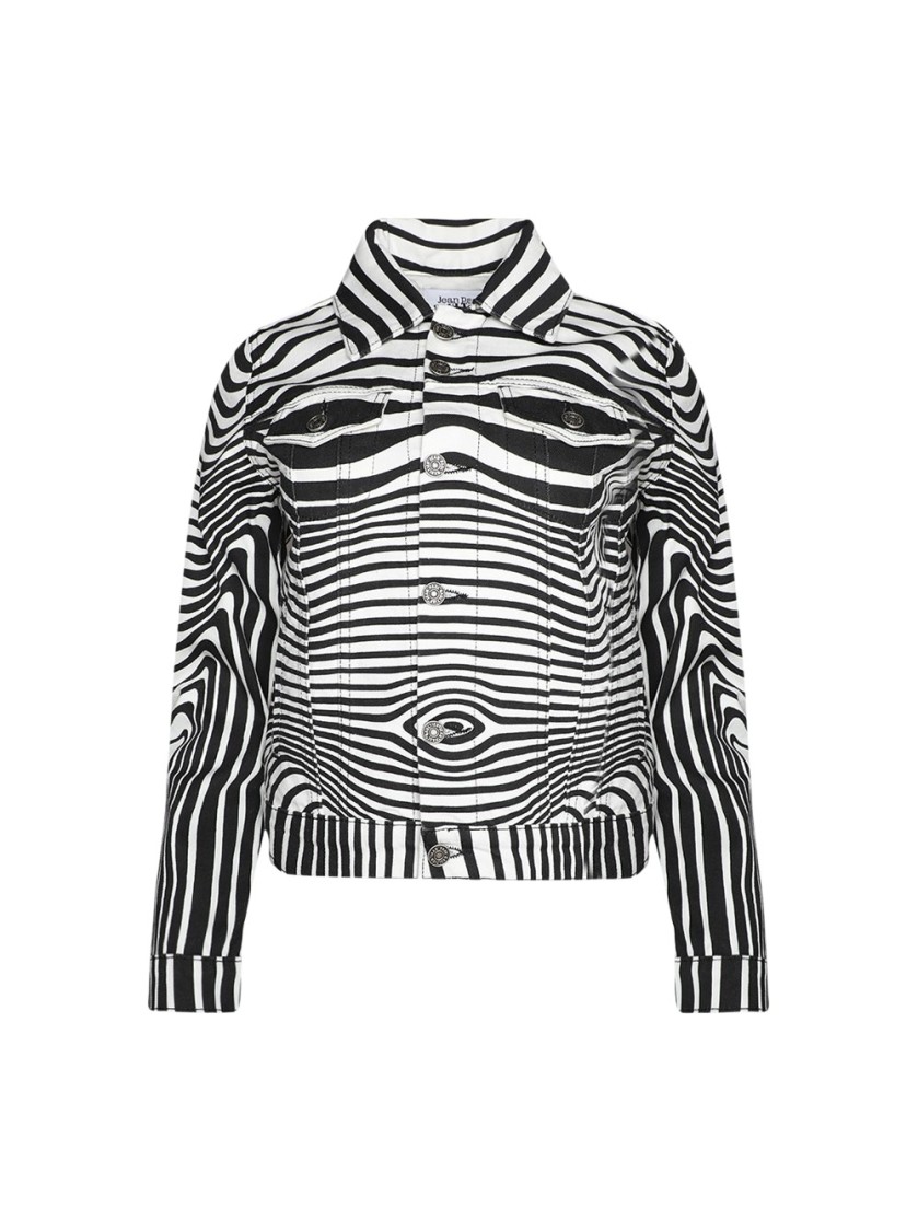 Jean Paul Gaultier Body Morphing Printed Denim Jacket In Gray