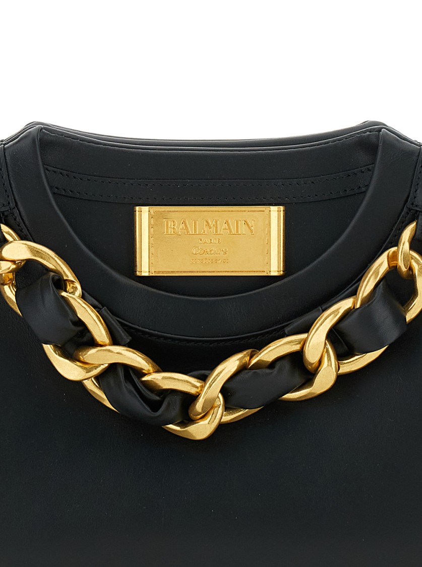 BALMAIN BALMAIN BLACK POUCH WITH LOGO PLAQUE ON THE FRONT
