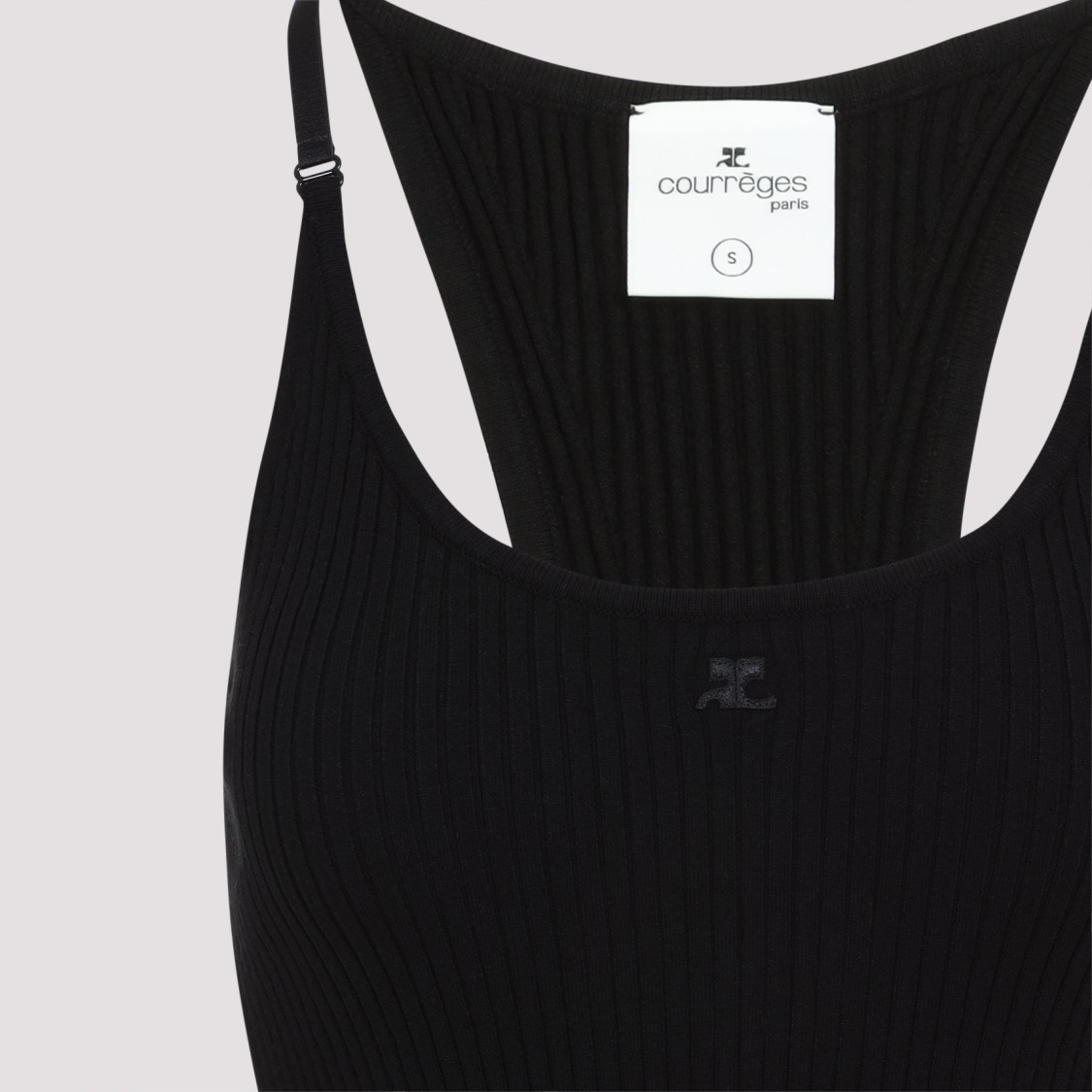 Shop Courrèges Scuba Rib Knit Black Viscose Tank Top