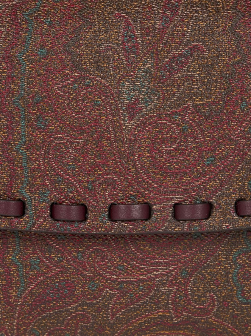 Shop Etro Cognac Brown Foldover Top Bag With Paisley Print