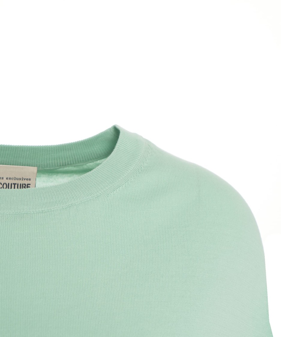 SEMICOUTURE SEMI COUTURE KNIT SWEATER WITH LOGO EMBROIDERY IN RICH GREEN