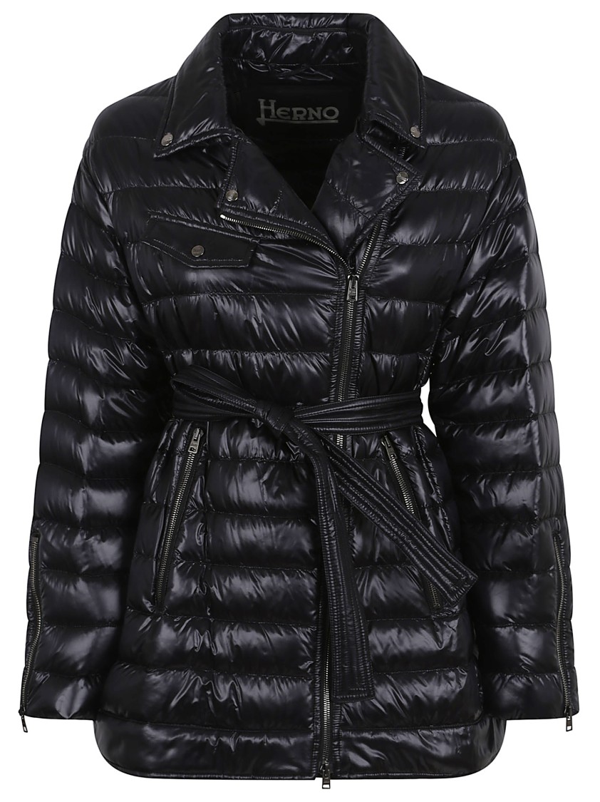 Herno Ultralight Nylon Padded Jacket With Biker-inspired Design