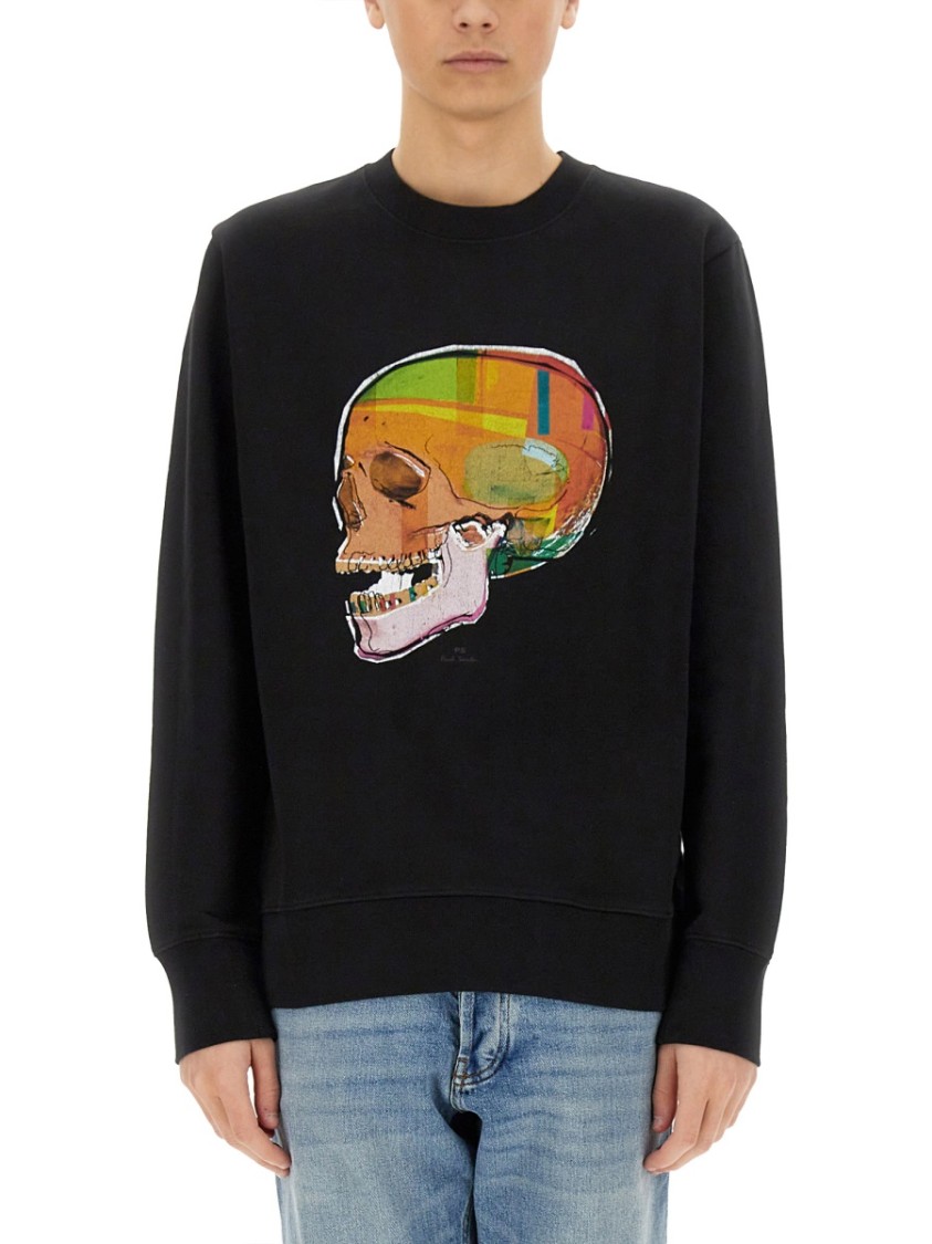 Shop Ps By Paul Smith Ps Paul Smith "skull Sketch" Print Sweatshirt In Black