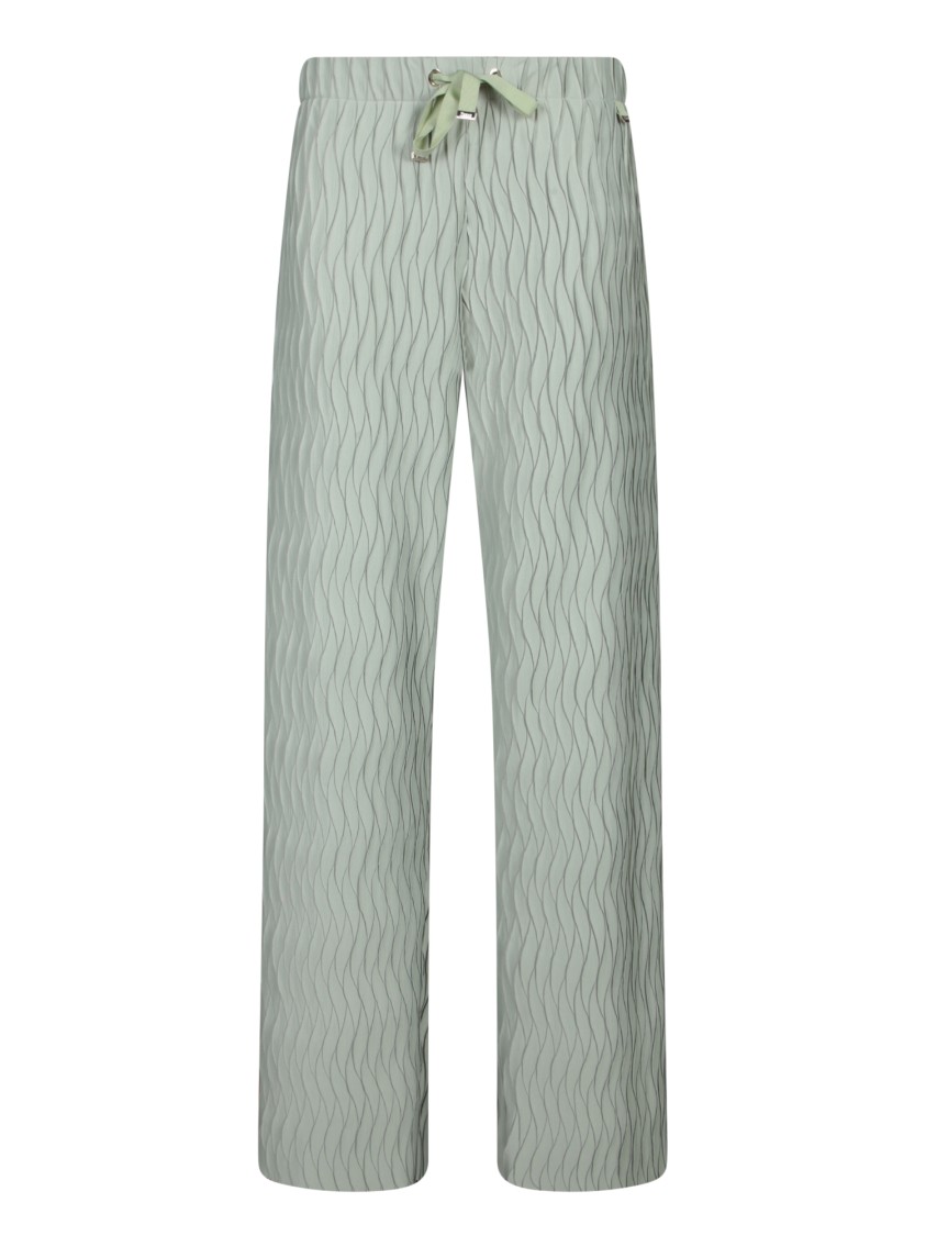 Herno Textured Green Trousers With And Drawstring Waist