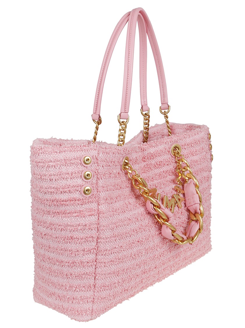 BALMAIN BALMAIN TEXTURED PINK SHOPPER BAG WITH MAGNETIC CLOSURE