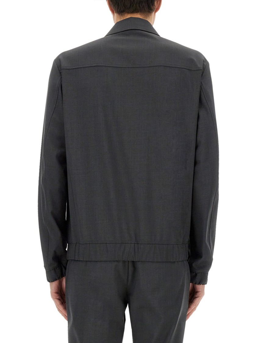 Dolce & Gabbana Men Wool Canvas Jacket With Plaque In Grey