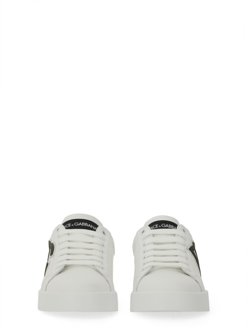 Dolce & Gabbana Dg Logo Patch Leather Sneaker In White