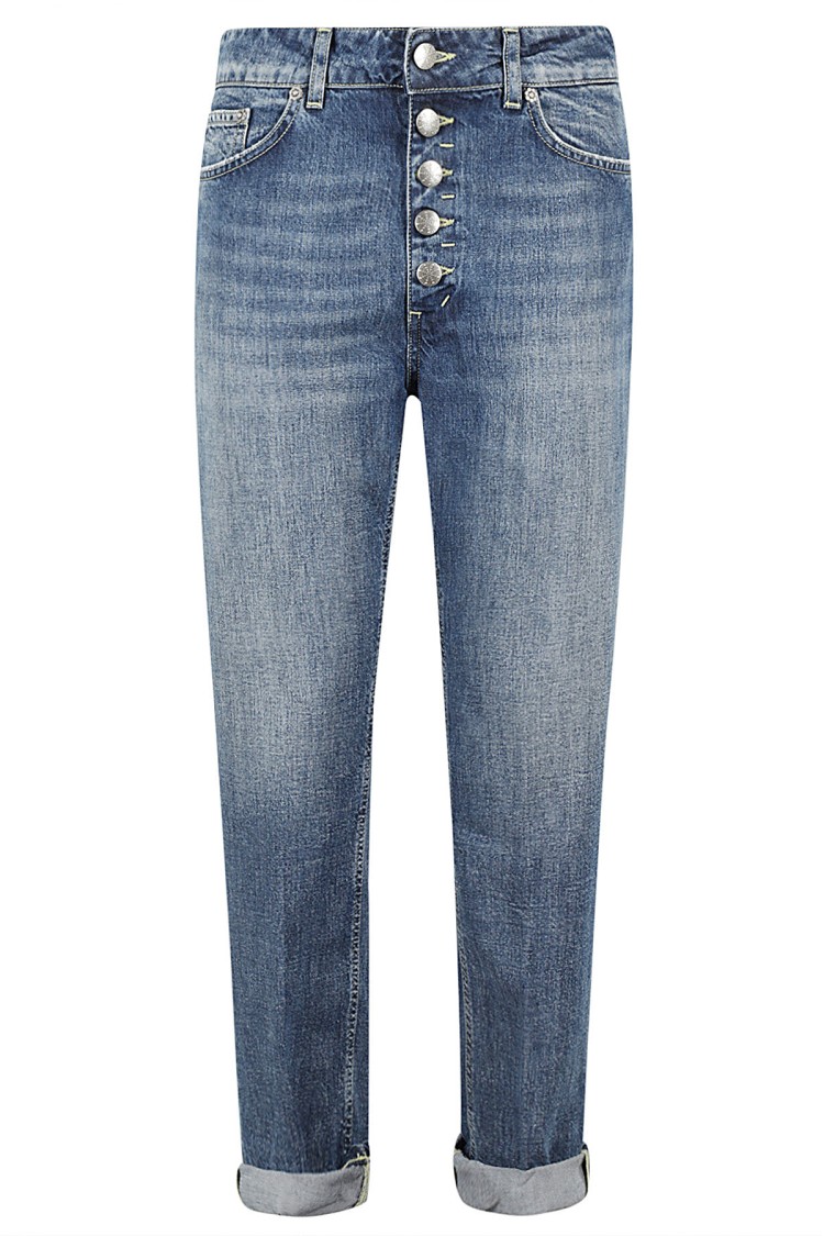 Dondup Loose Fit Cropped Denim Jeans In Grey
